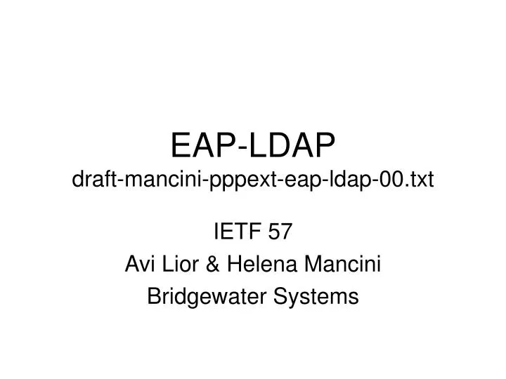 eap ldap draft mancini pppext eap ldap 00 txt