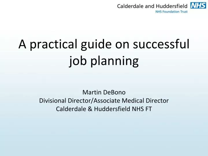 a practical guide on successful job planning