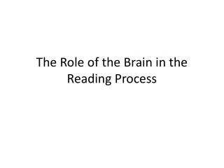 T he Role of the Brain in the R eading Process