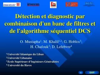 d tection et diagnostic par combinaison d un banc de filtres et de l algorithme s quentiel dcs