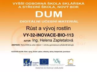 r st a v voj rostlin