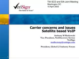 Carrier concerns and issues Satellite based VoIP