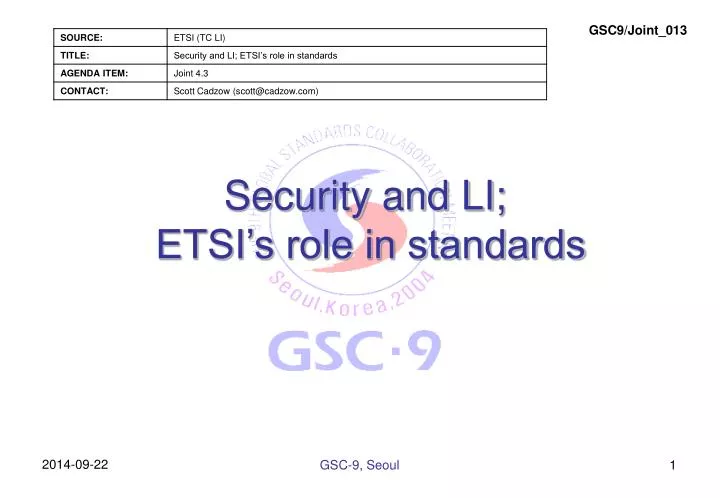 security and li etsi s role in standards