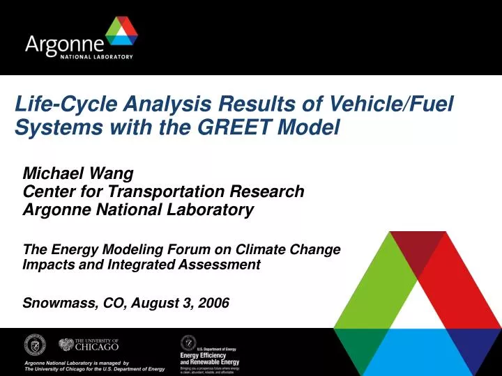 life cycle analysis results of vehicle fuel systems with the greet model