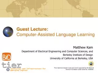 Guest Lecture: Computer-Assisted Language Learning