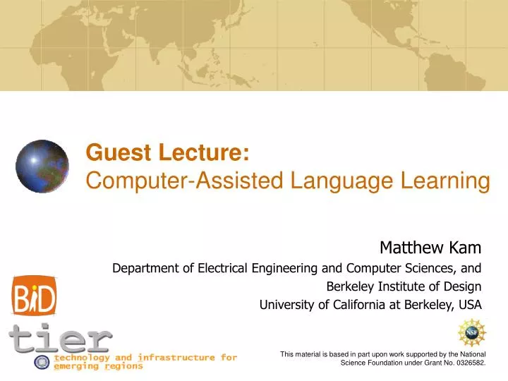 guest lecture computer assisted language learning