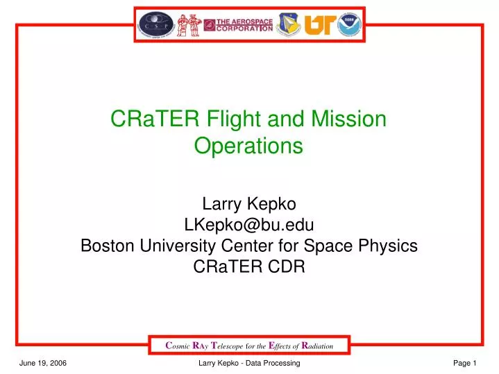 crater flight and mission operations