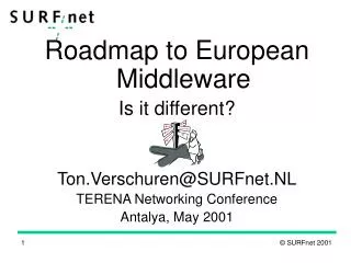 Roadmap to European Middleware Is it different? Ton.Verschuren@SURFnet.NL