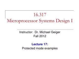 16.317 Microprocessor Systems Design I