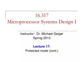 16.317 Microprocessor Systems Design I