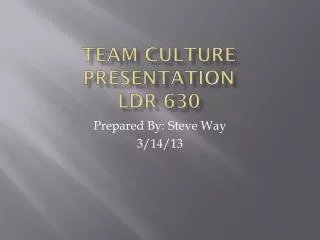 Team Culture Presentation LDR 630