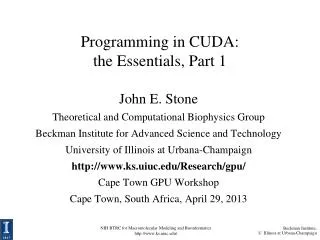 Programming in CUDA: the Essentials, Part 1