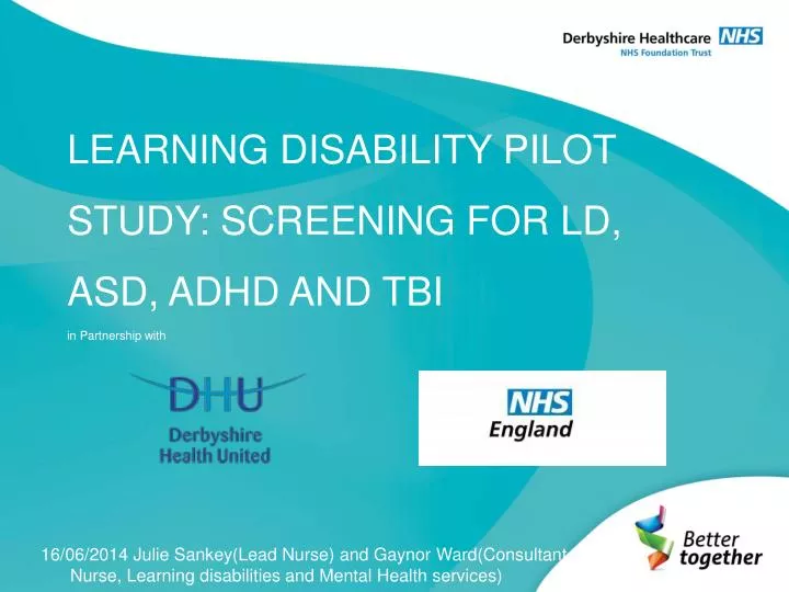 learning disability pilot study screening for ld asd adhd and tbi in partnership with