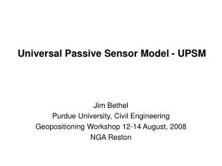 Universal Passive Sensor Model - UPSM