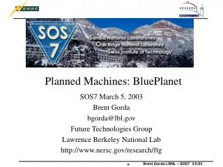 Planned Machines: BluePlanet