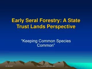 Early Seral Forestry: A State Trust Lands Perspective
