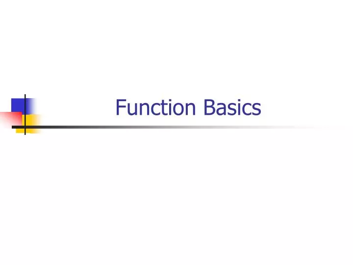 function basics