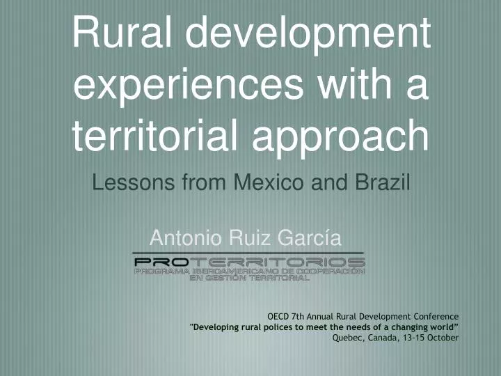 rural development experiences with a territorial approach