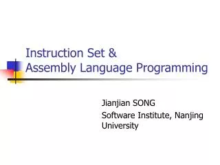 Instruction Set &amp; Assembly Language Programming