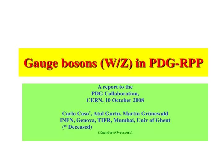 gauge bosons w z in pdg rpp