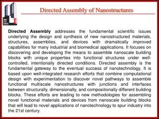Directed Assembly of Nanostructures