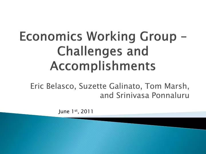 economics working group challenges and accomplishments