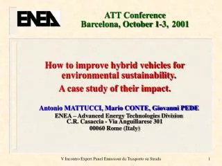 ATT Conference Barcelona, October 1-3, 2001