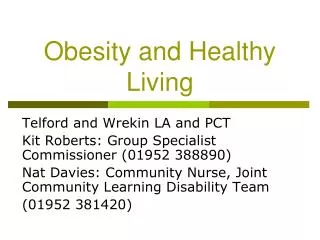 Obesity and Healthy Living