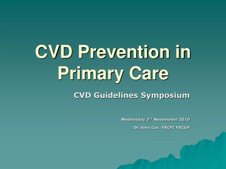 cvd prevention in primary care