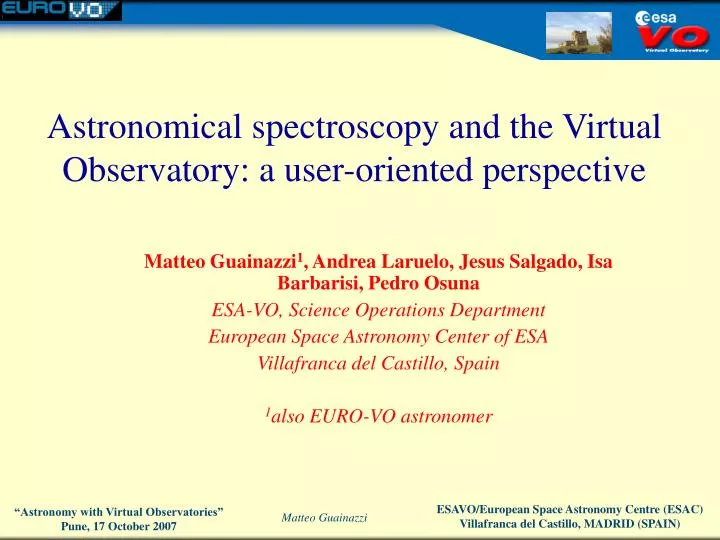 astronomical spectroscopy and the virtual observatory a user oriented perspective