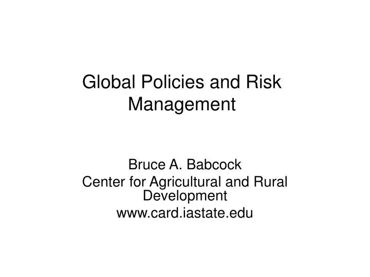 global policies and risk management