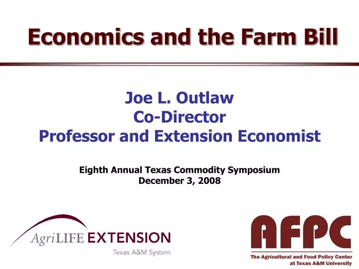 economics and the farm bill