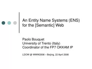 An Entity Name Systems (ENS) for the [Semantic] Web