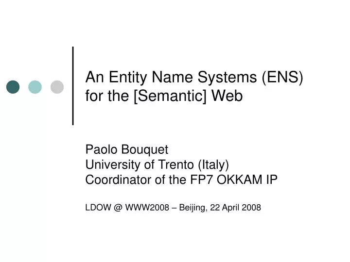 an entity name systems ens for the semantic web