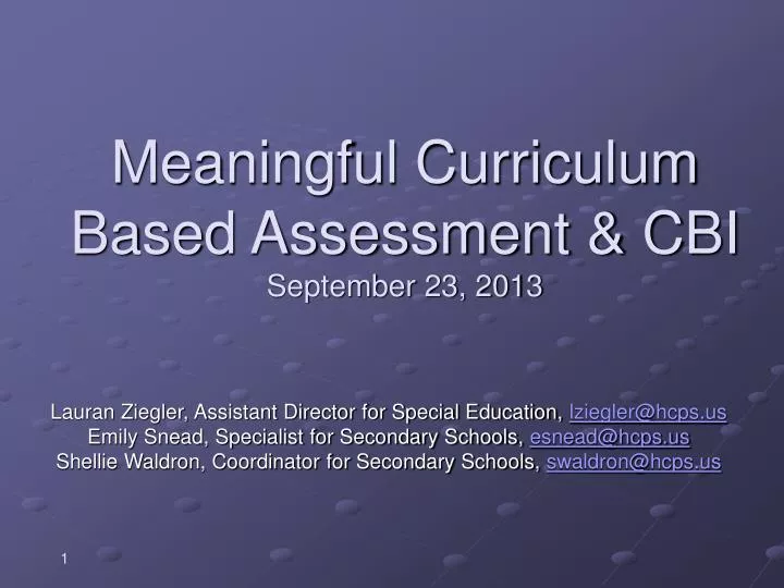 meaningful curriculum based assessment cbi september 23 2013