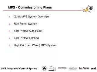 MPS - Commissioning Plans