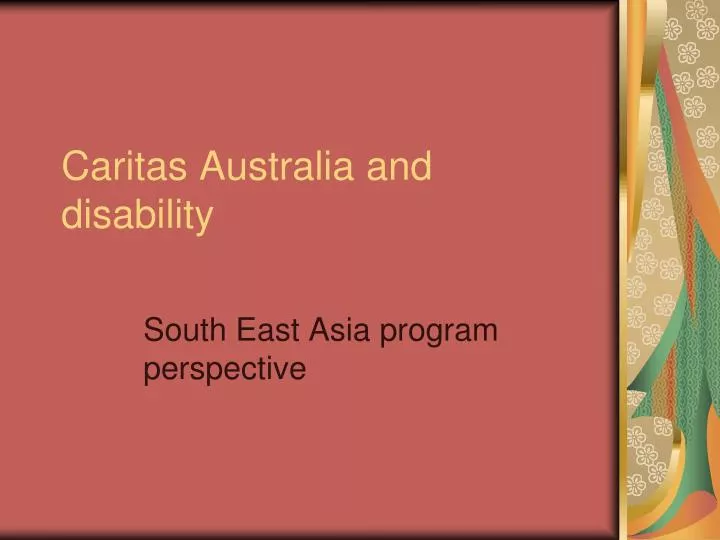caritas australia and disability