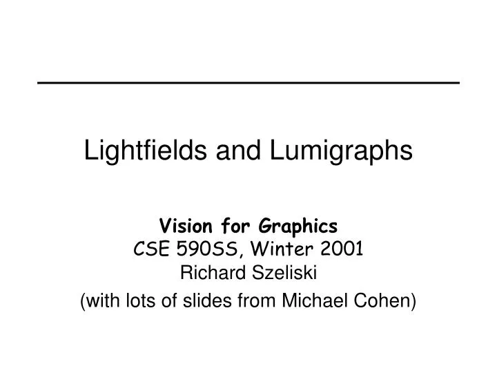 lightfields and lumigraphs
