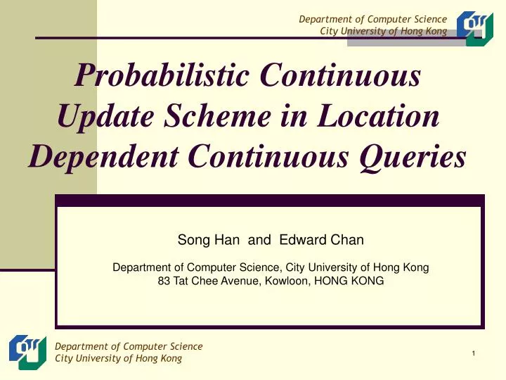 probabilistic continuous update scheme in location dependent continuous queries