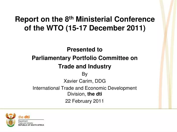 report on the 8 th ministerial conference of the wto 15 17 december 2011