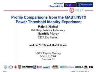 Profile Comparisons from the MAST/NSTX Power Threshold Identity Experiment