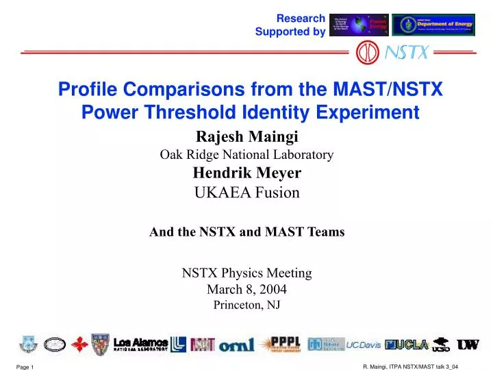 profile comparisons from the mast nstx power threshold identity experiment