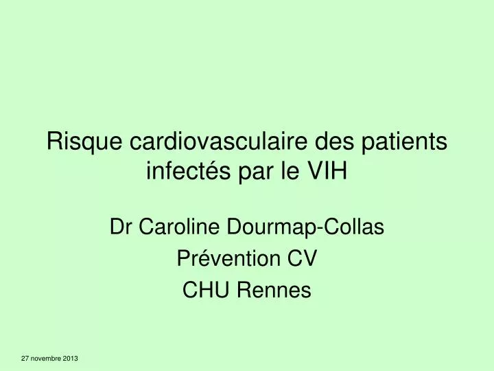 risque cardiovasculaire des patients infect s par le vih