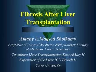 Fibrosis After Liver Transplantation
