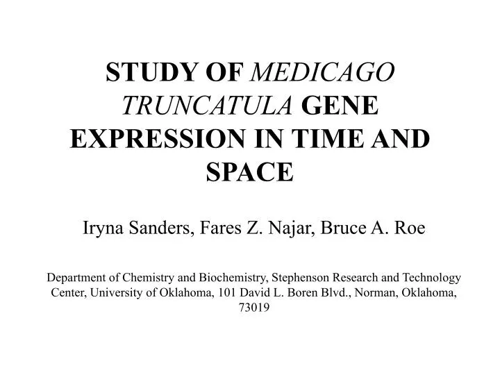 study of medicago truncatula gene expression in time and space