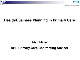 Health/Business Planning in Primary Care