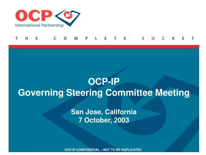 ocp ip governing steering committee meeting san jose california 7 october 2003