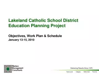 Lakeland Catholic School District Education Planning Project