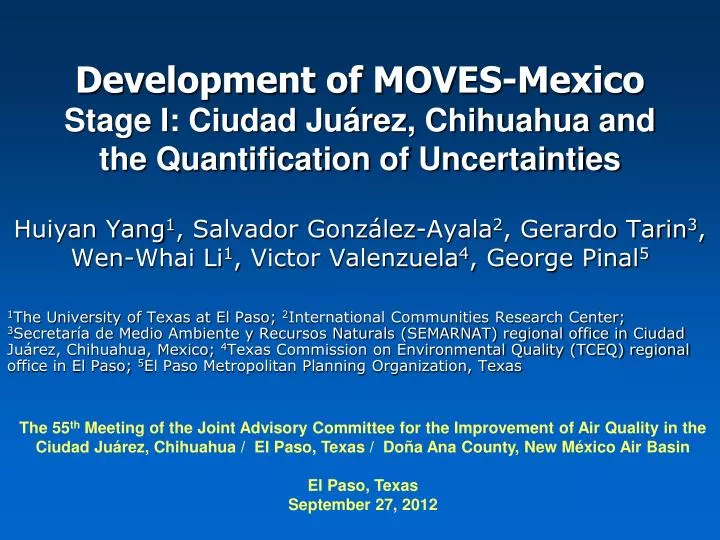 development of moves mexico stage i ciudad ju rez chihuahua and the quantification of uncertainties