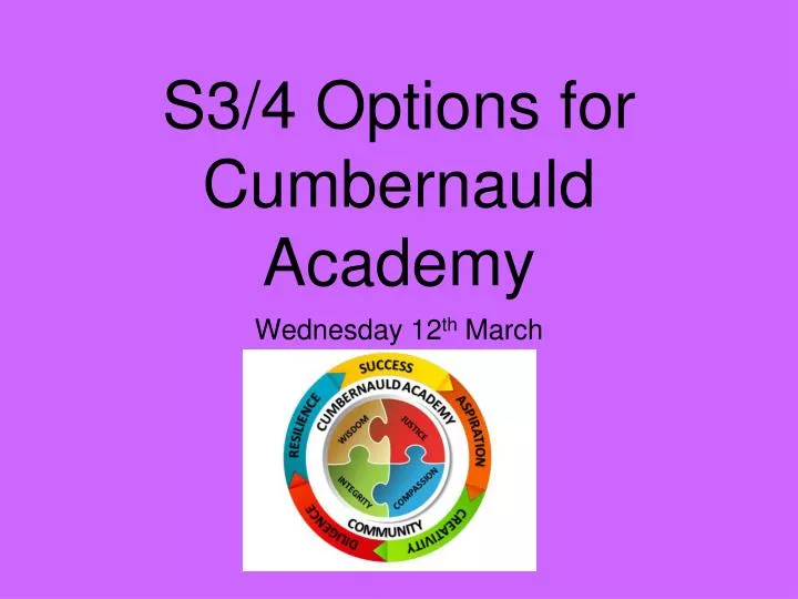 s3 4 options for cumbernauld academy